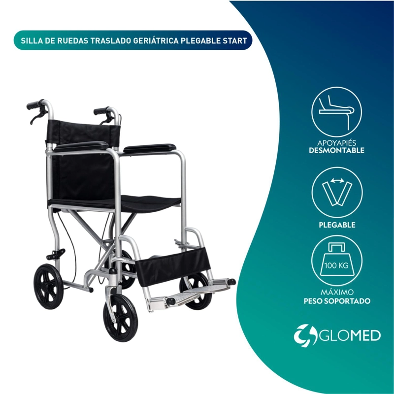 SILLA GLOMED SRT030-B RUEDAS TRASLADO BASIC - 2