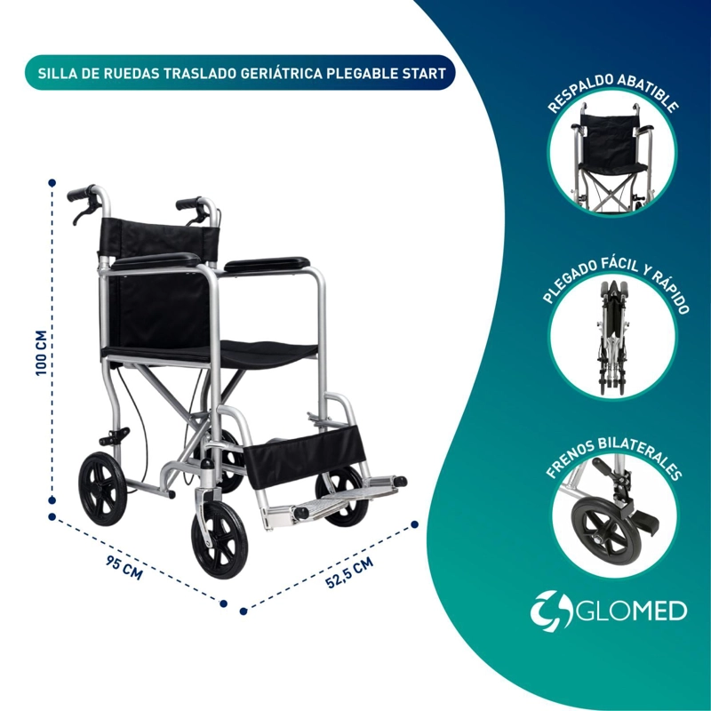 SILLA GLOMED SRT030-B RUEDAS TRASLADO BASIC - 3