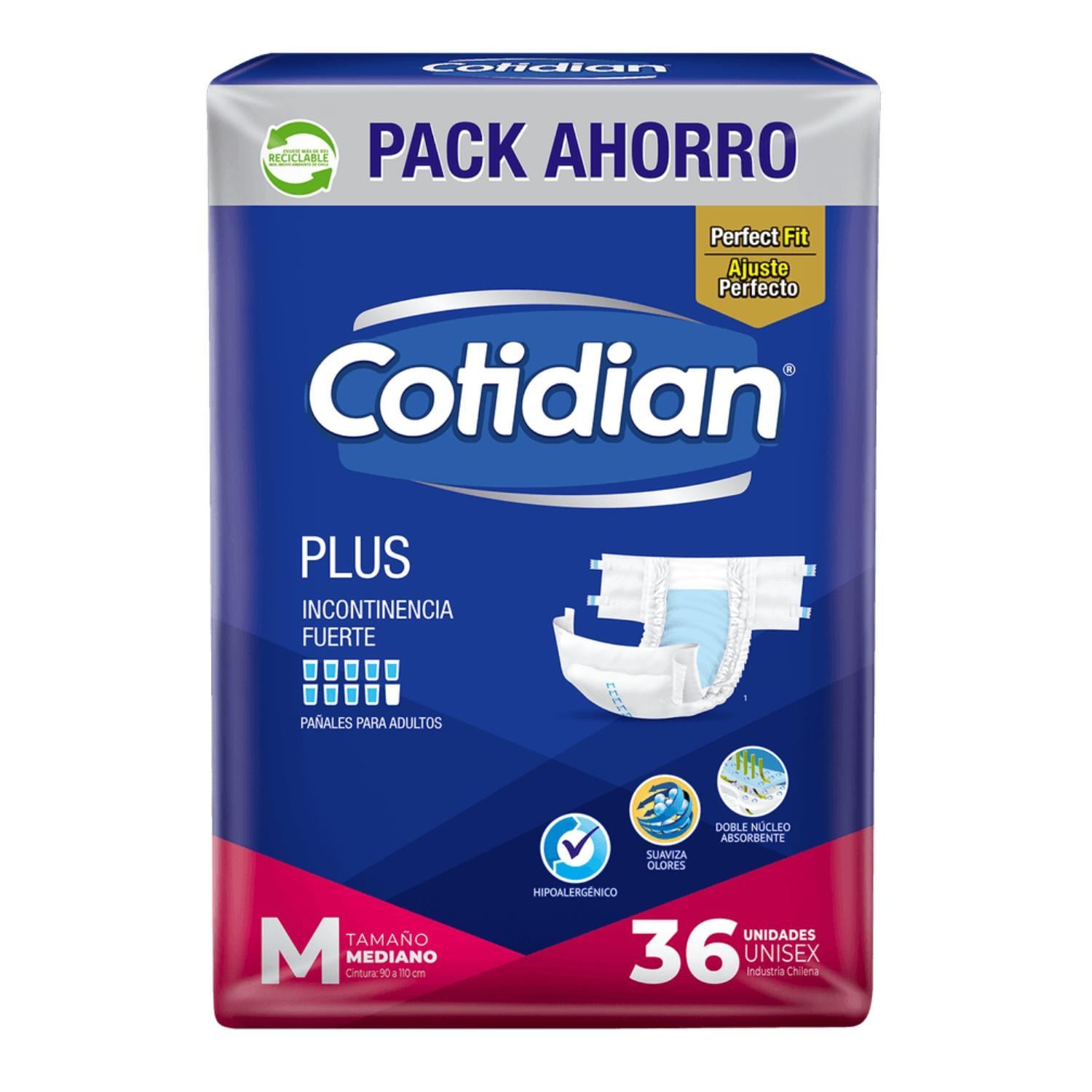 PAÑAL ADULTO COTIDIAN PLUS 36 UNID M - 2