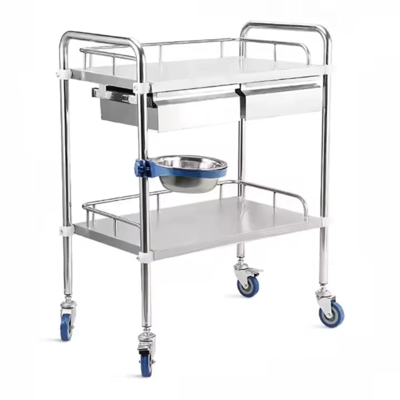 CARRO CURACION ACERO INOX DOS CAJONES PREMIUM 84X44X66 CM - 1