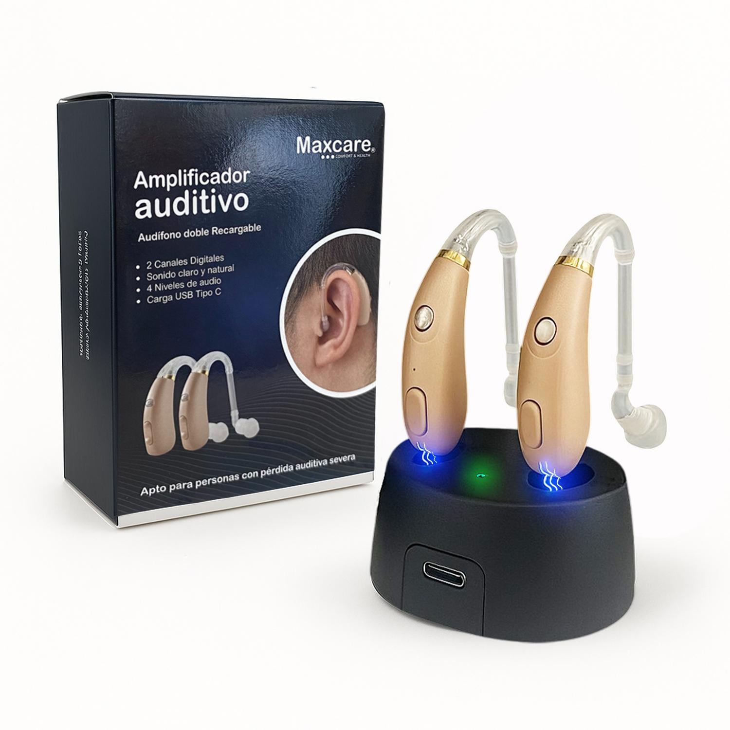AMPLIFICADOR AUDITIVO AUDIFONO SORDERA SEVERA DOBLE RECARGABLE - 1