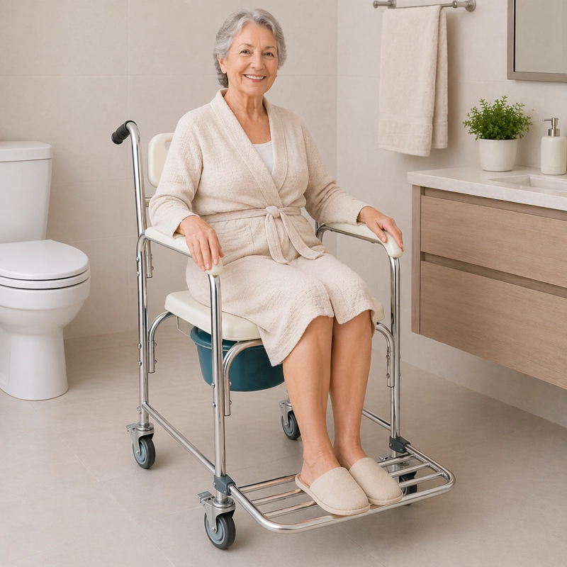 SILLA DE BAÑO CON RUEDAS Y REPOSAPIE S 3 EN 1 - 2
