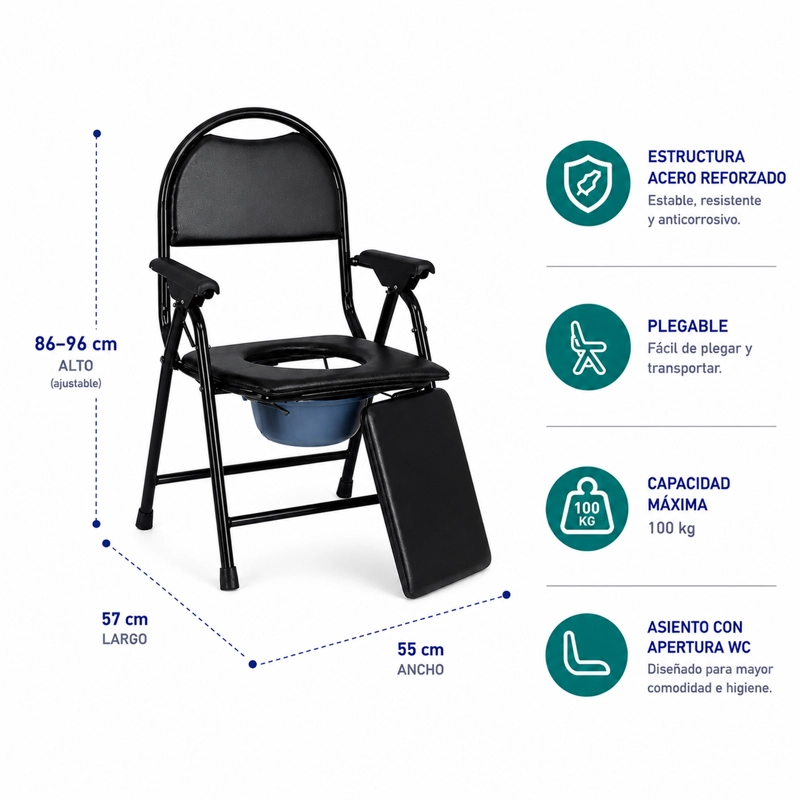 BAÑO PORTATIL SILLA DE WC PLEGABLE PRO - 2