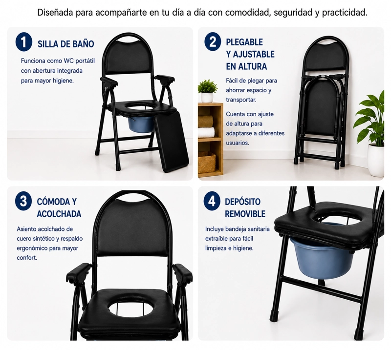 BAÑO PORTATIL SILLA DE WC PLEGABLE PRO - 3