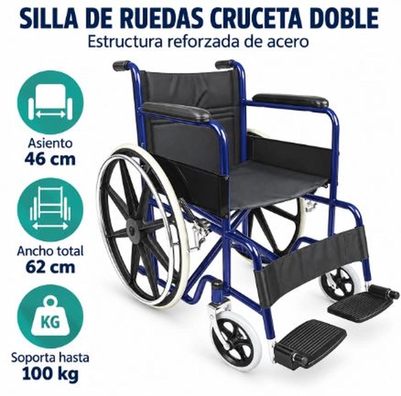 SILLA DE RUEDAS CRUCETA DOBLE DE ACERO - 4