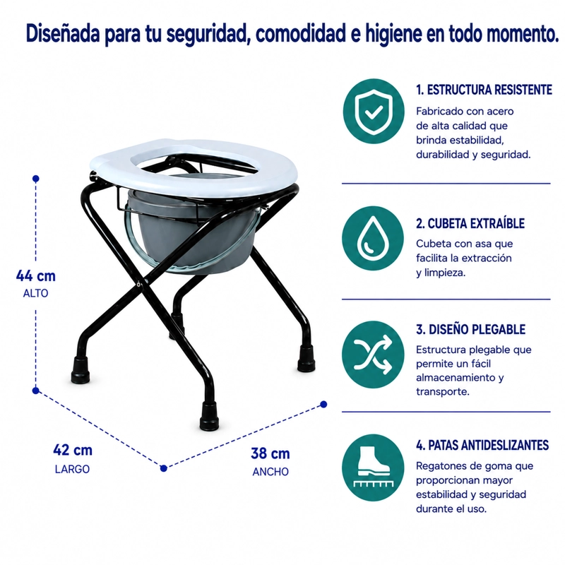 BAÑO PORTATIL PISO WC PLEGABLE PORTATIL ESTANDAR - 2