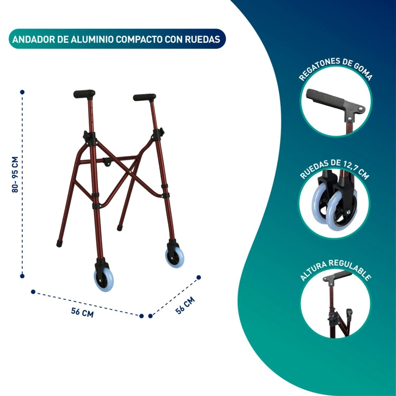 ANDADOR DE ALUMINIO COMPACTO CON RUEDAS - 2