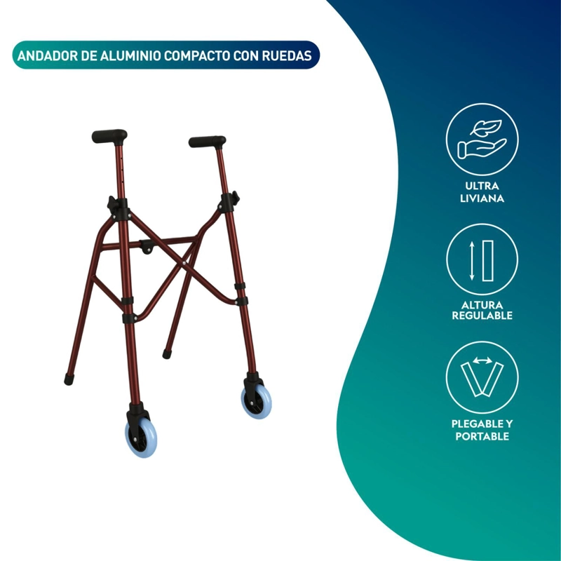 ANDADOR DE ALUMINIO COMPACTO CON RUEDAS - 3