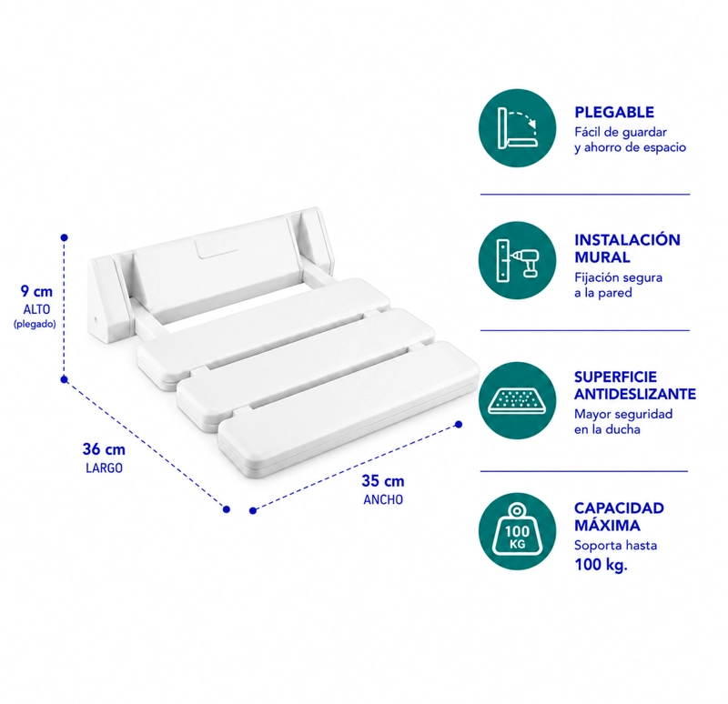 SILLA DE BAÑO DUCHA EMPOTRADA PLEGABLE - 2