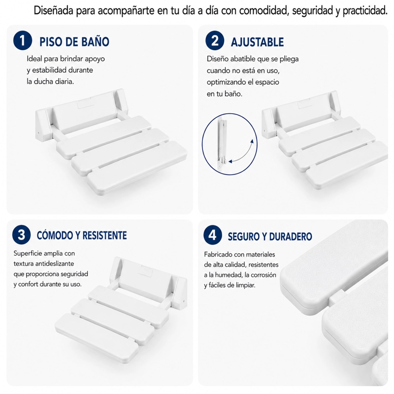 SILLA DE BAÑO DUCHA EMPOTRADA PLEGABLE - 3