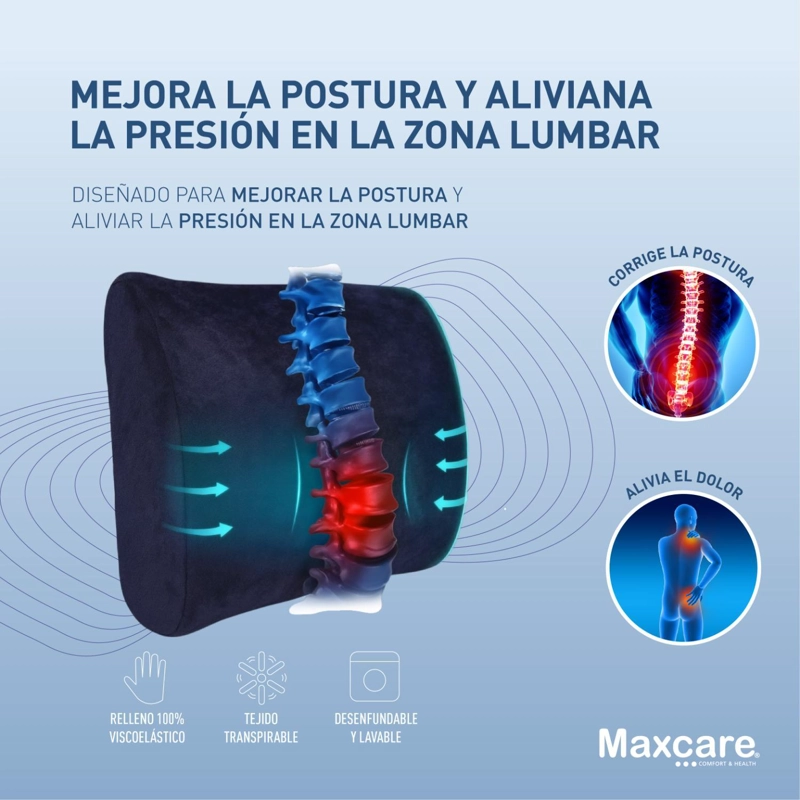 COJIN ESPALDA SOPORTE LUMBAR COMFORT NEGRO - 2