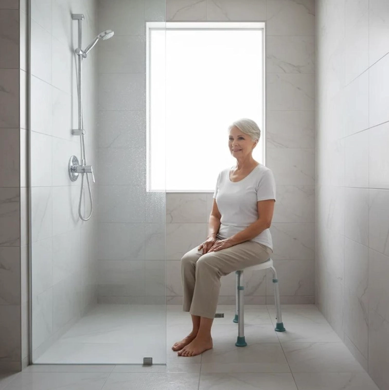 PISO DE BAÑO DUCHA GIRATORIO ANTIDESLIZANTE ALTURA AJUSTABLE - 5