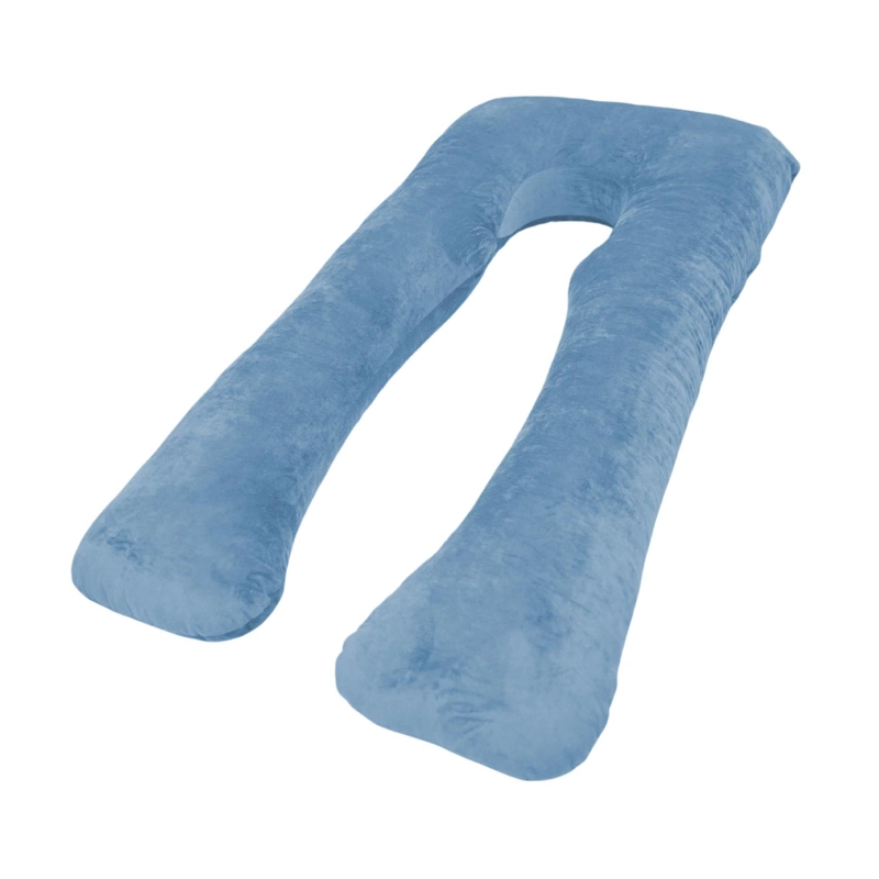 COJIN DE TERCIOPELO EMBARAZADA SOFT CELESTE 140X72 CM - 1