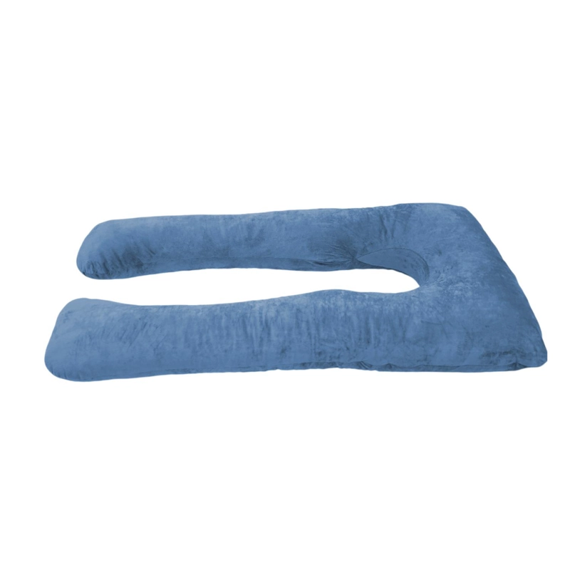 COJIN DE TERCIOPELO EMBARAZADA SOFT CELESTE 140X72 CM - 2