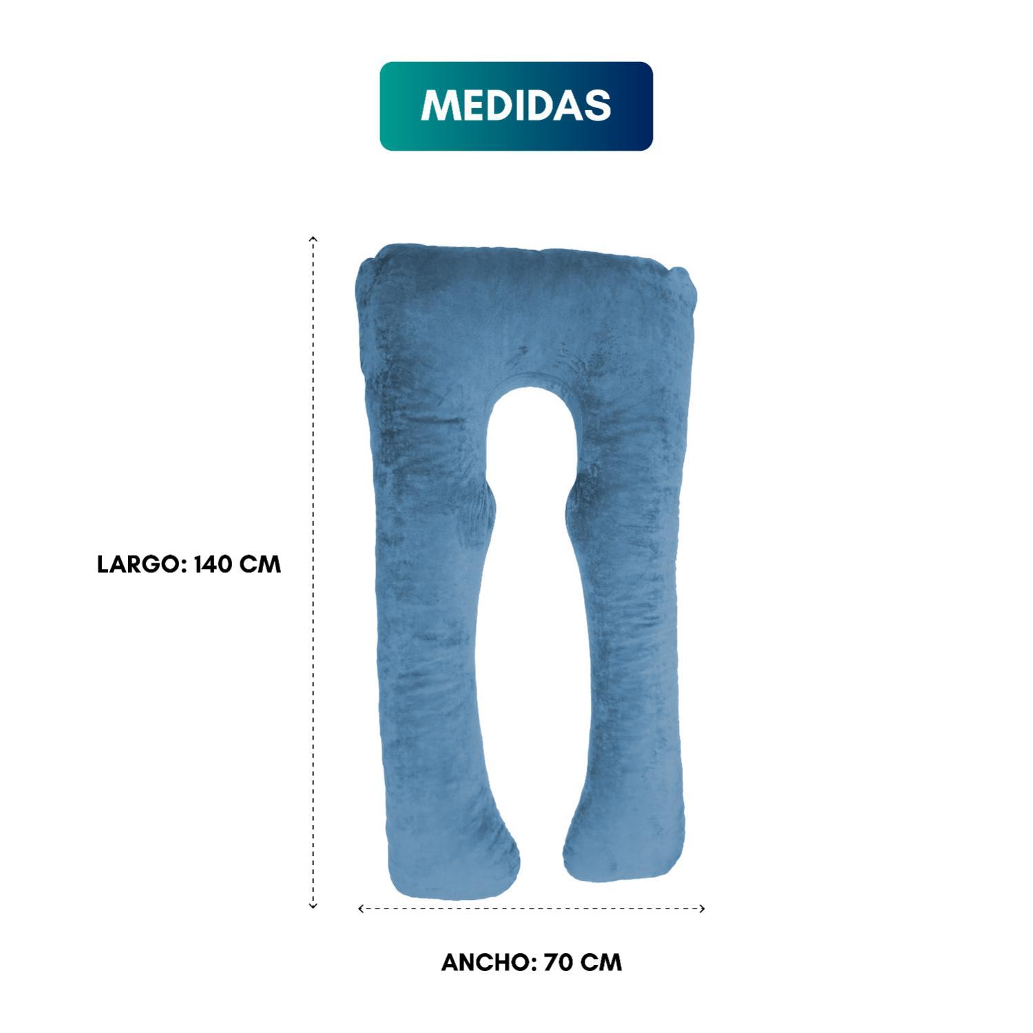 COJIN DE TERCIOPELO EMBARAZADA SOFT CELESTE 140X72 CM - 3
