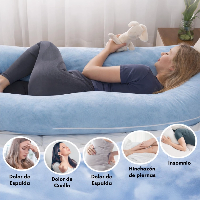 COJIN DE TERCIOPELO EMBARAZADA SOFT CELESTE 140X72 CM - 6