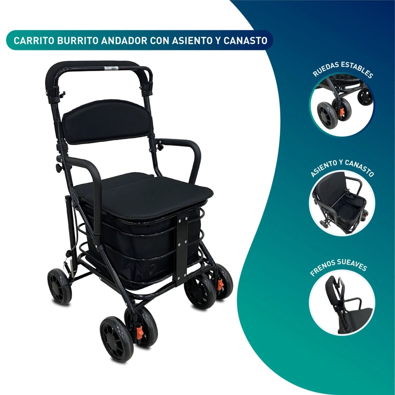 ANDADOR BURRITO ORTOPE DICO 3 EN 1 ASIENTO CARRITO Y CANASTO - 2