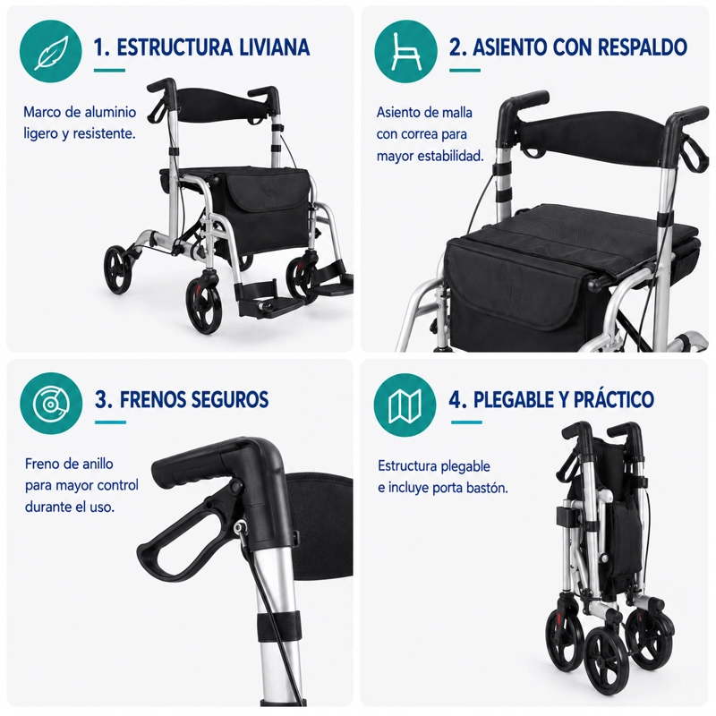 ANDADOR BURRO ORTOPE DICO ROLLLER ASIENTO Y REPOSAPIE S - 3
