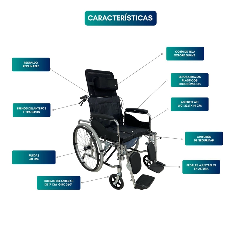 SILLA DE RUEDAS NEUROLOGICA ASIENTO WC PREMIUM - 3