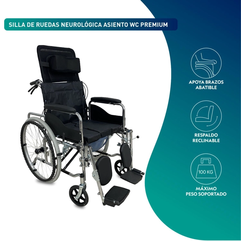SILLA DE RUEDAS NEUROLOGICA ASIENTO WC PREMIUM - 4