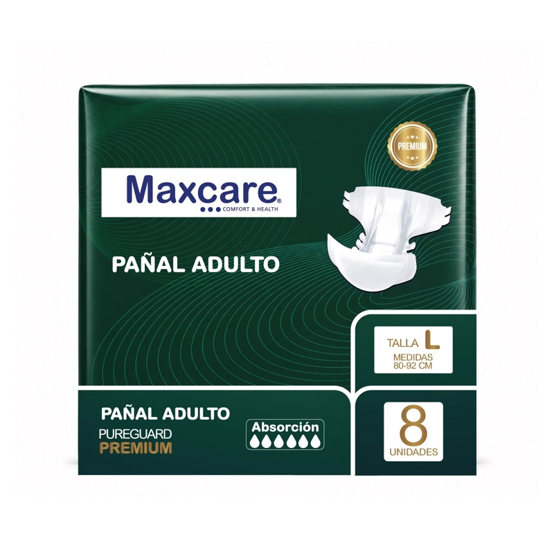PAÑAL ADULTO MAXCARE PUREGUARD PREMIUM TALLA L - 8 UNIDADES - 2