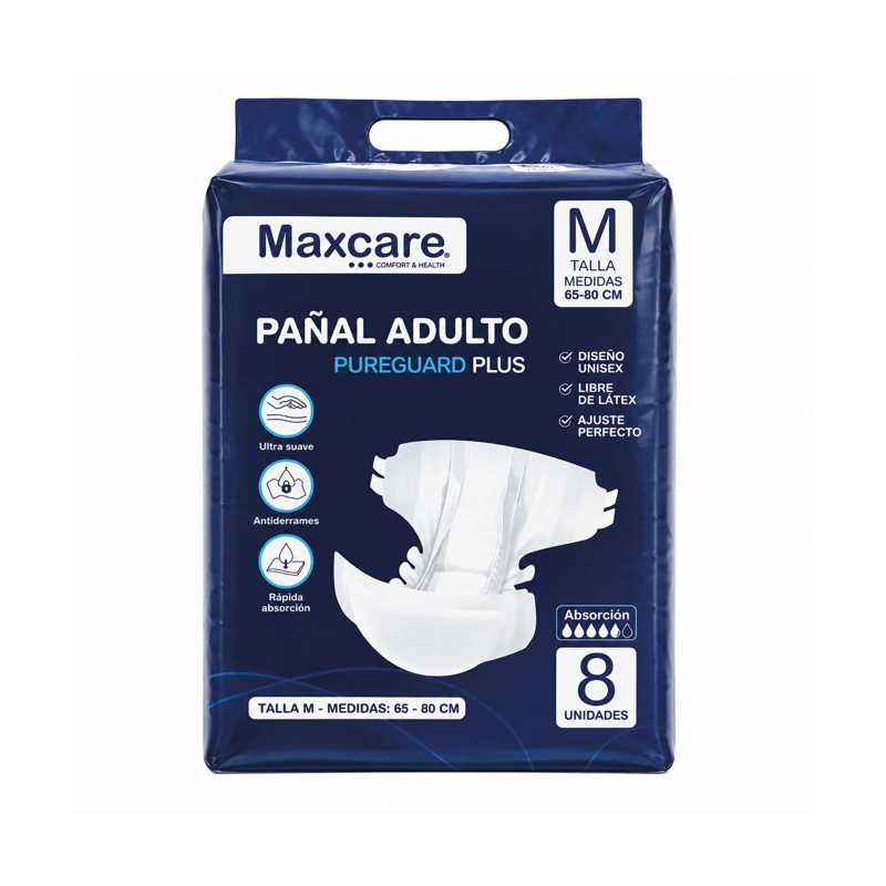 PAÑAL ADULTO MAXACARE PUREGUARD PLUS TALLA M - 8 UNIDADES - 1