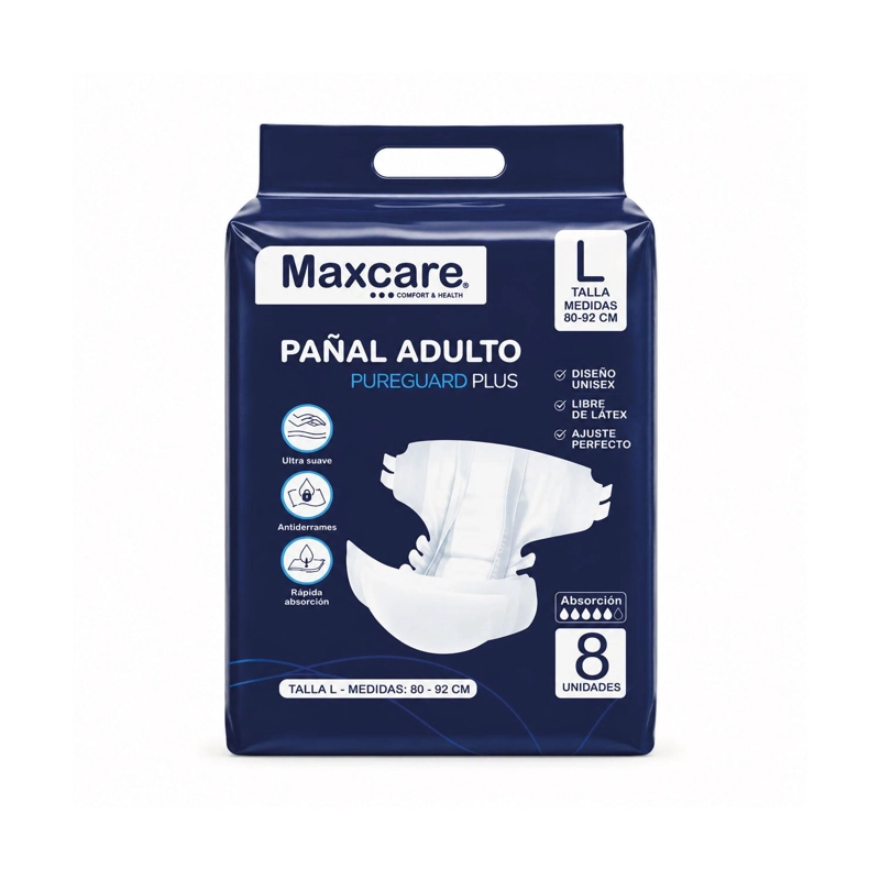 PAÑAL ADULTO MAXACARE PUREGUARD PLUS TALLA L - 8 UNIDADES - 1