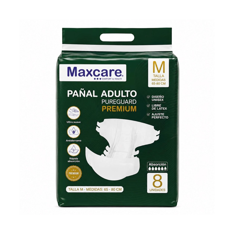PAÑAL ADULTO MAXCARE PUREGUARD PREMIUM TALLA M - 8 UNIDADES - 1