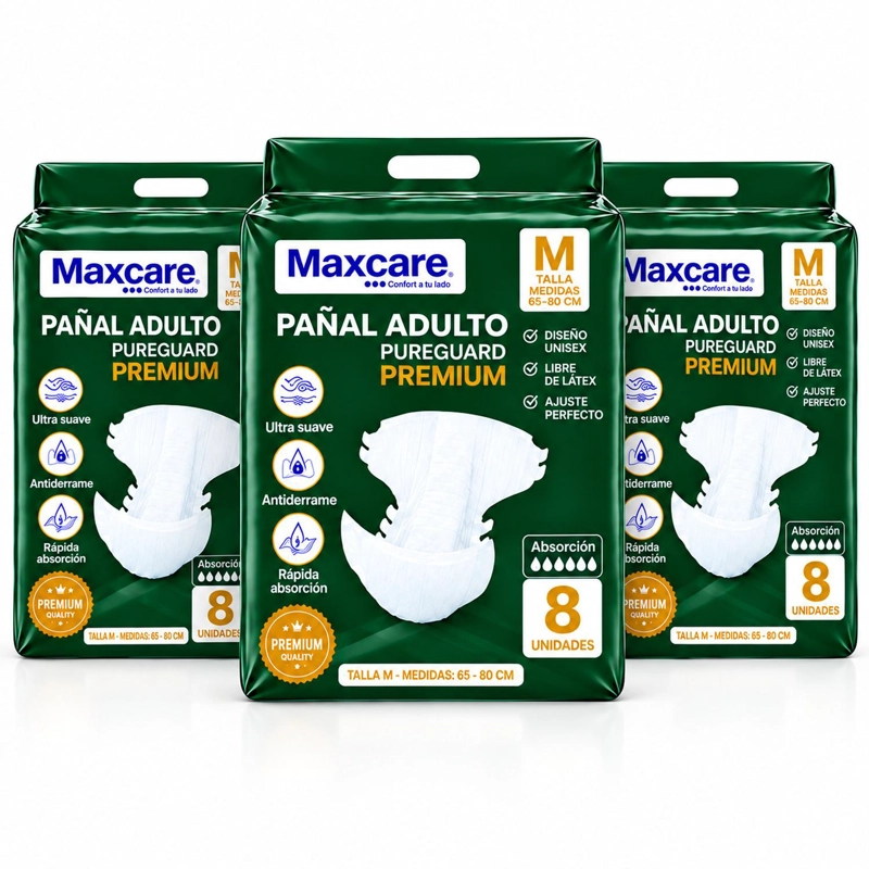 PACK 3 PAÑAL ADULTO MAXCARE PREMIUM TALLA M - 24 UNIDADES - 1