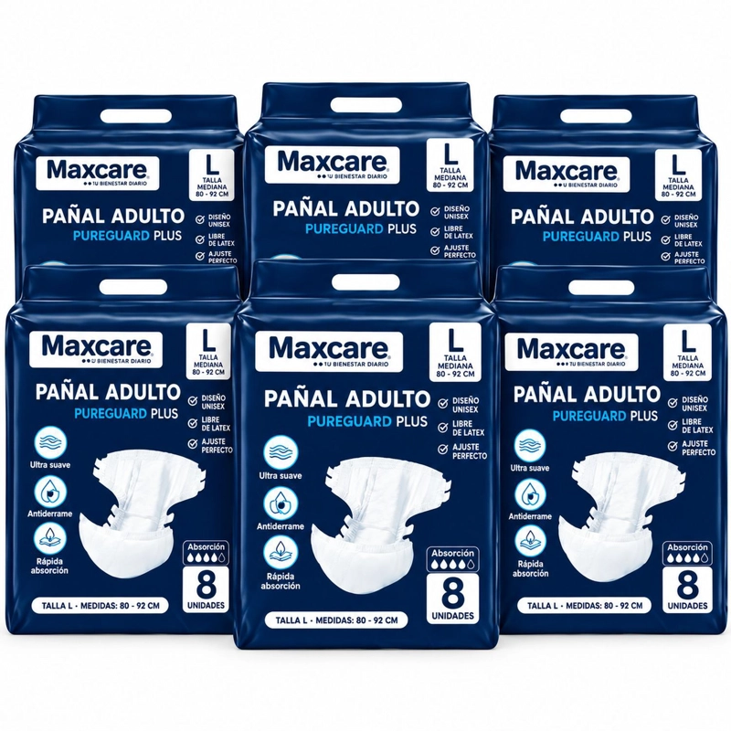 PACK 6 PAÑAL ADULTO MAXCARE PLUS TALLA L - 48 UNIDADES - 1