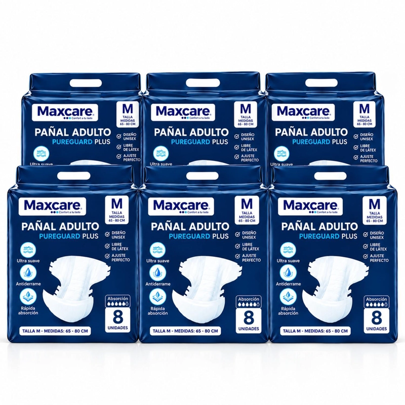 PACK 6 PAÑAL ADULTO MAXCARE PLUS TALLA M - 48 UNIDADES - 1