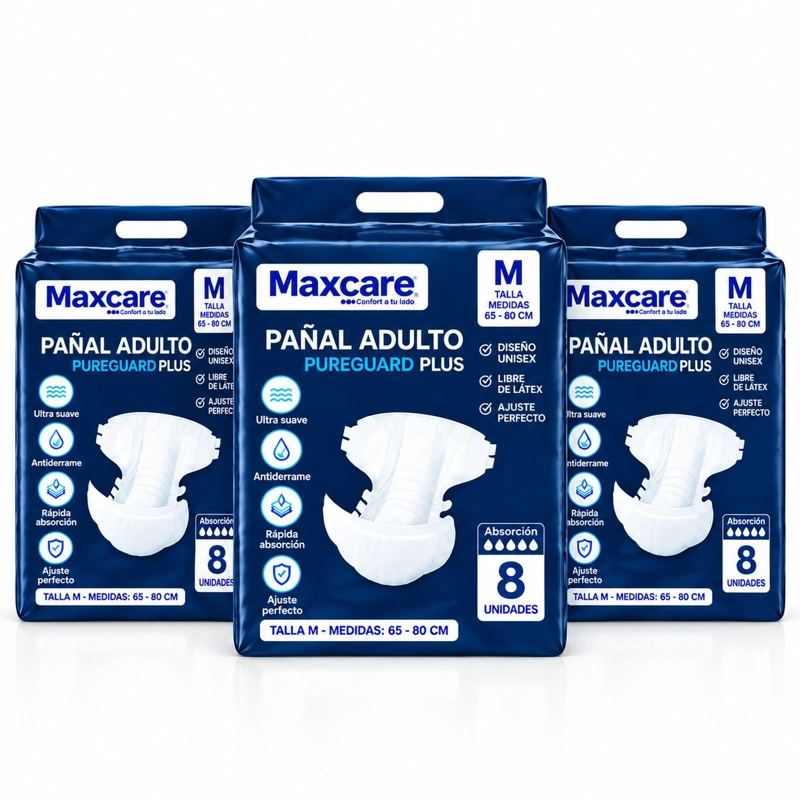 PACK 3 PAÑAL ADULTO MAXCARE PLUS TALLA M - 24 UNIDADES - 1