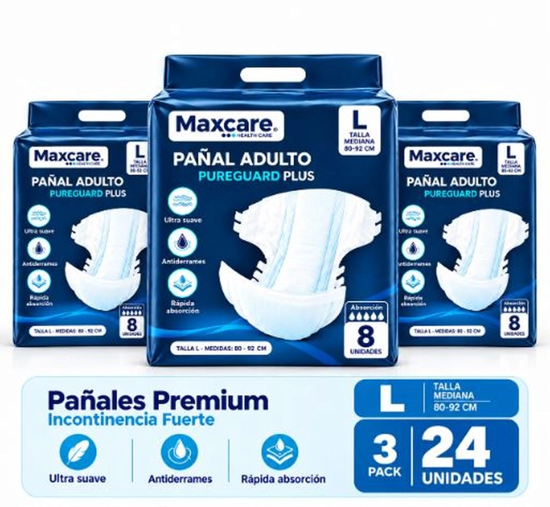 PACK 3 PAÑAL ADULTO MAXCARE PLUS TALLA L - 24 UNIDADES - 1