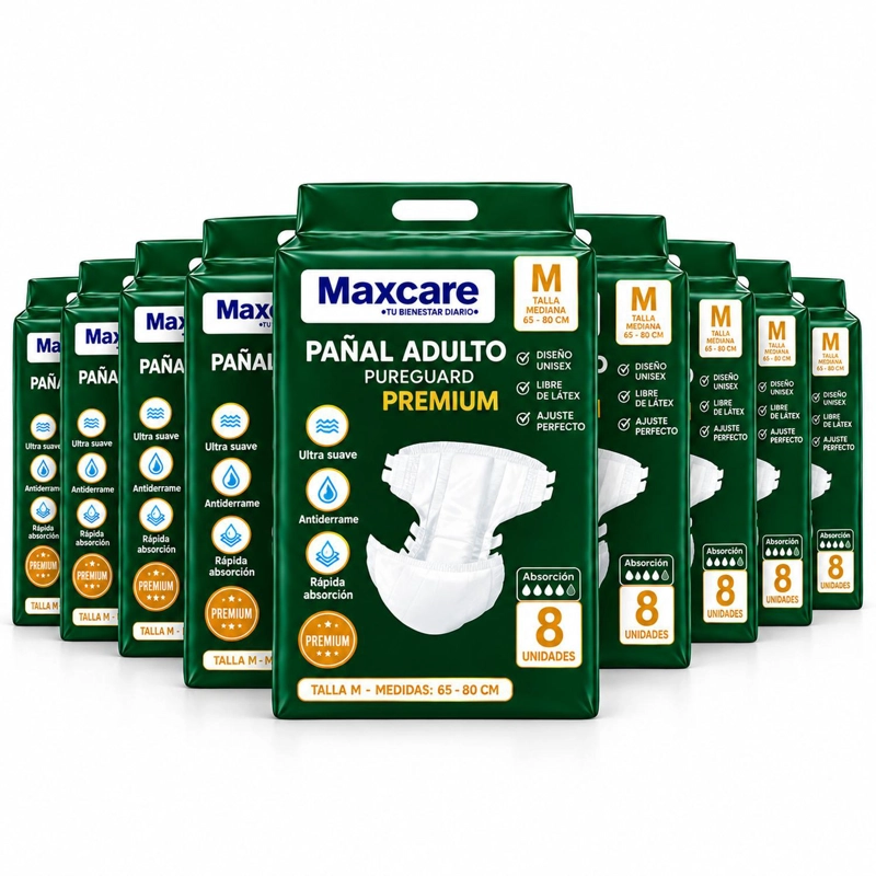 PACK 12 PAÑAL ADULTO MAXCARE PREMIUM TALLA M - 96 UNIDADES × - 1