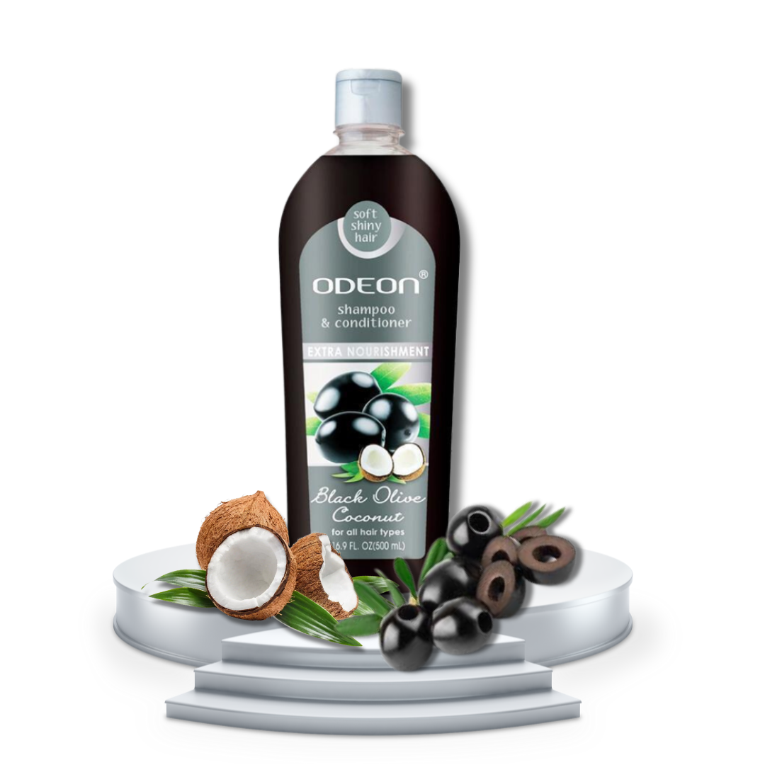 SHAMPOO Y ACONDICIONADOR ODEON - OLIVA NEGRO-COCO 500 ML - 3