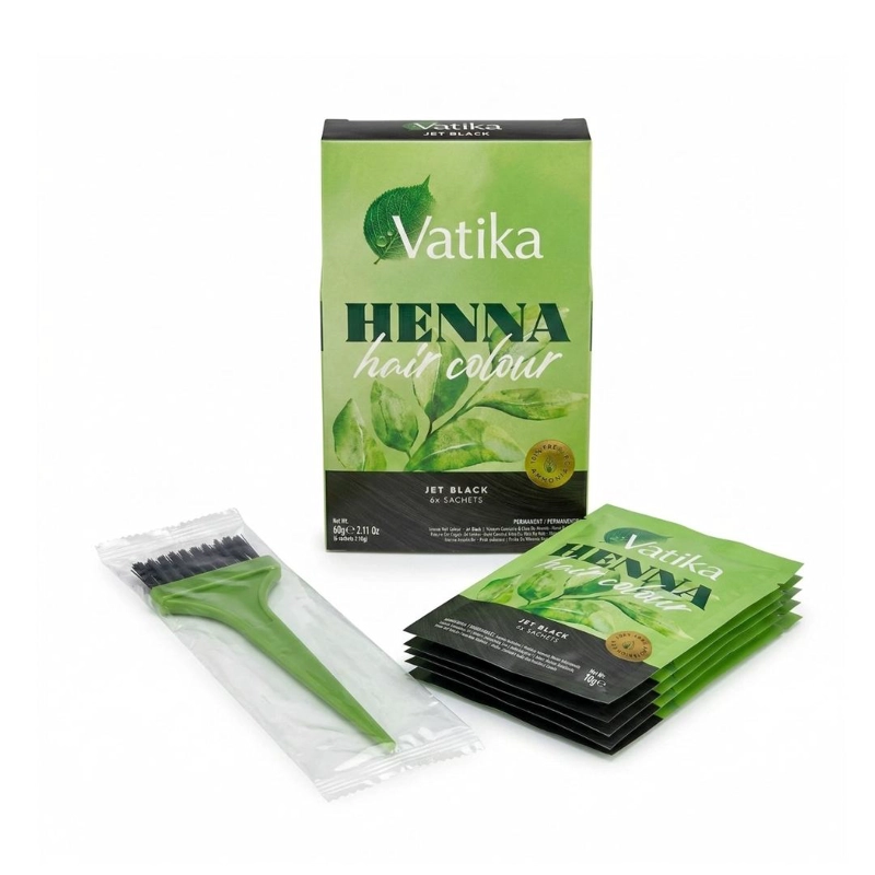 VATIKA HENNA TINTURA COLORACION NEGRO AZABACHE 6 SACHETS - 10 GR - 1