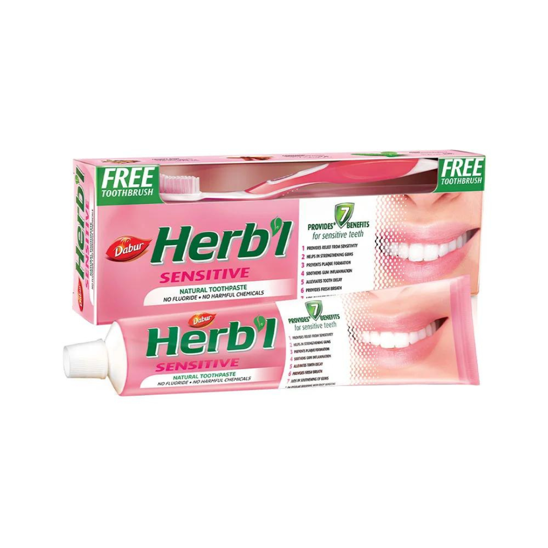 PACK DABUR AMLA PASTA DENTAL HERB'L SENSIBLE + CEPILLO DE DIENTES - 1