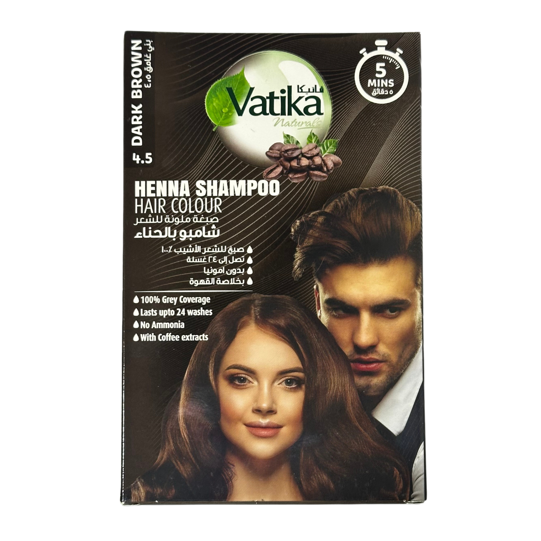 VATIKA HENNA COLOUR SHAMPOO DARK BROWM 20 ML X SACHETS - 1