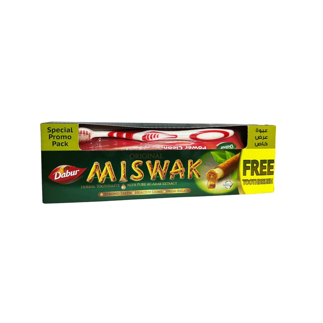 PASTA DENTAL DABUR MISWAK HERBAL 190 GR + CEPILLO - 1