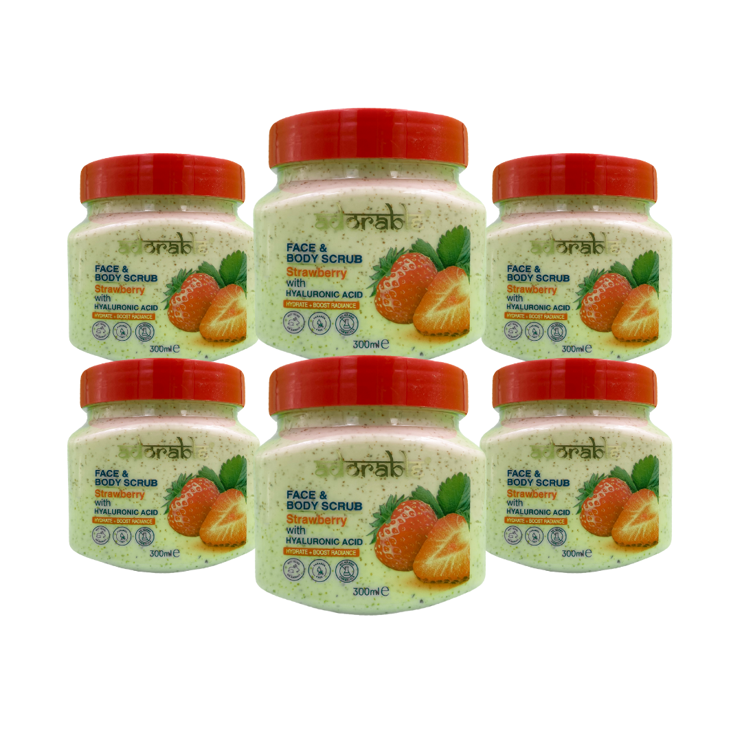 PACK ADORABLE 6 EXFOLIANTES FRUTILLA&ÁCIDO HIALURÓNICO 300ML - 1