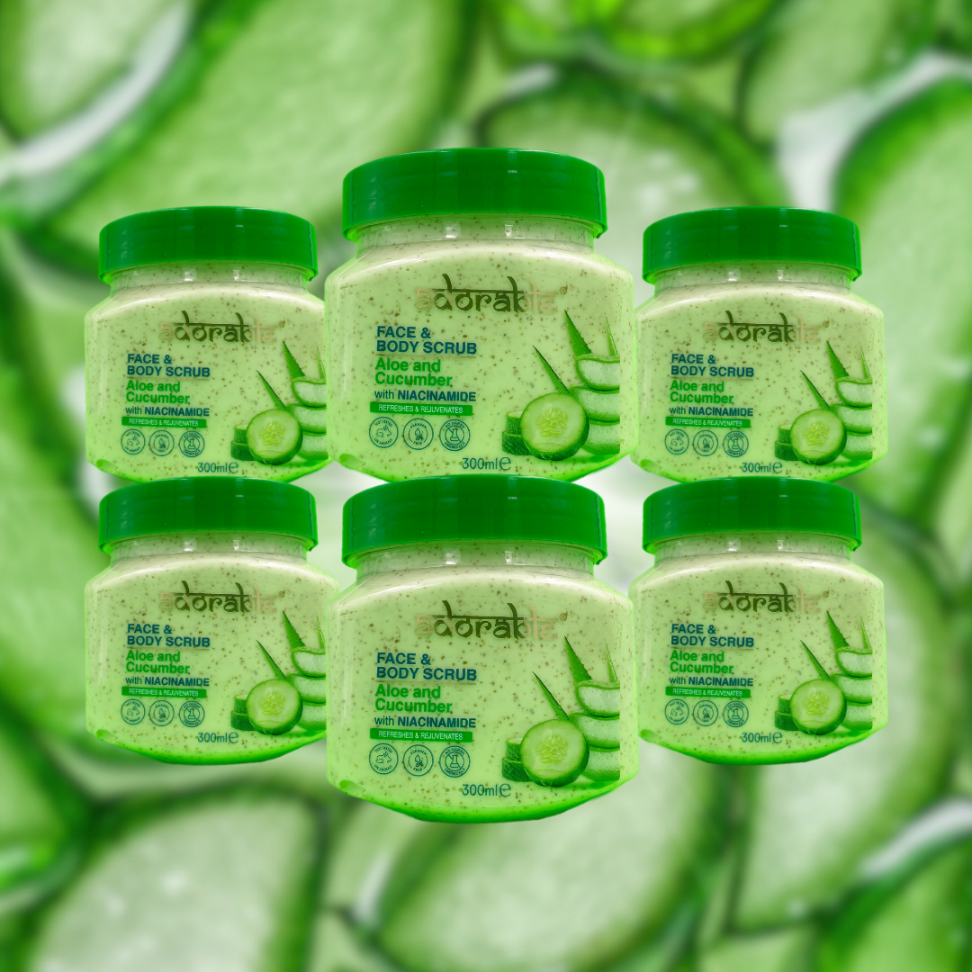 PACK ADORABLE 6 EXFOLIANTE ALOE VERA-CUCUMBER & VIT B3 300ML - 3