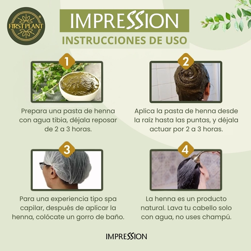 IMPRESSION HENNA 100% COLOR NATURAL CASTAÑO DORADO 3 SACHETS DE 50GR - 2