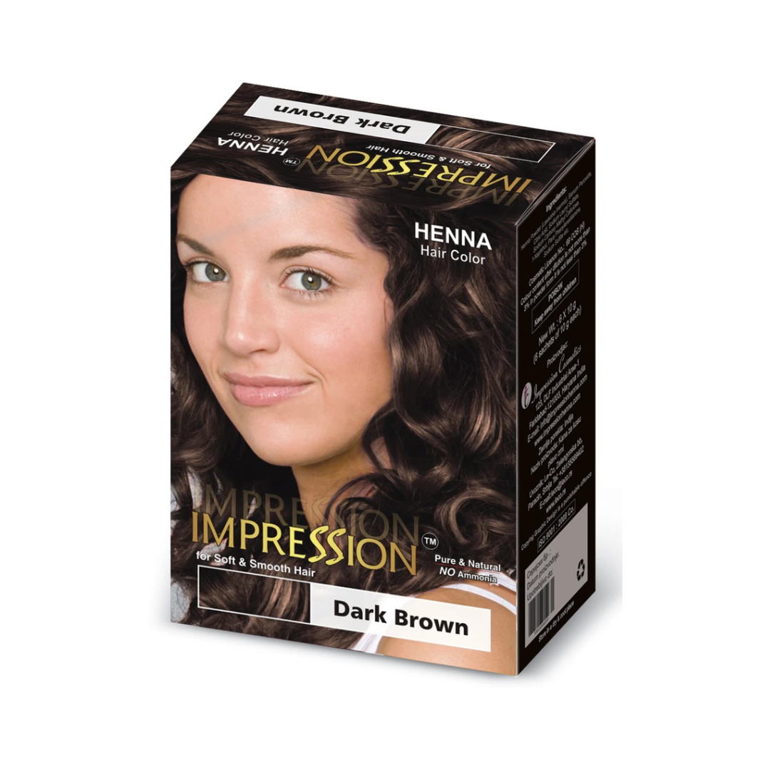 IMPRESSION HENNA HAIR COLOR CASTAÑO OSCURO 10 GR X 6 SACHET - 1