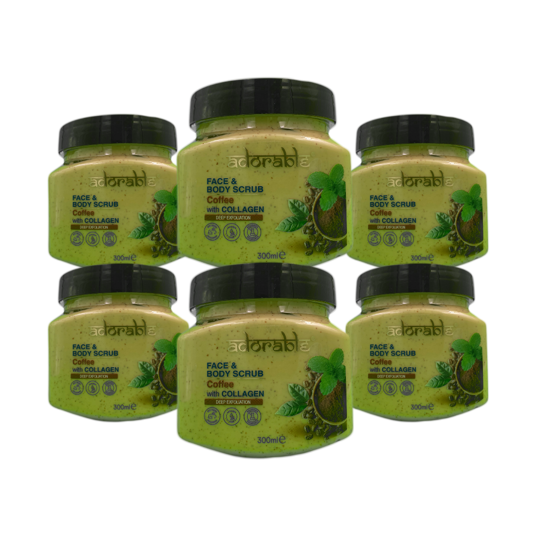PACK ADORABLE 6 EXFOLIANTES EN COLOR CAFE & COLÁGENO 300 ML - 1