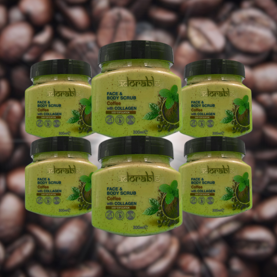 PACK ADORABLE 6 EXFOLIANTES EN COLOR CAFE & COLÁGENO 300 ML - 2