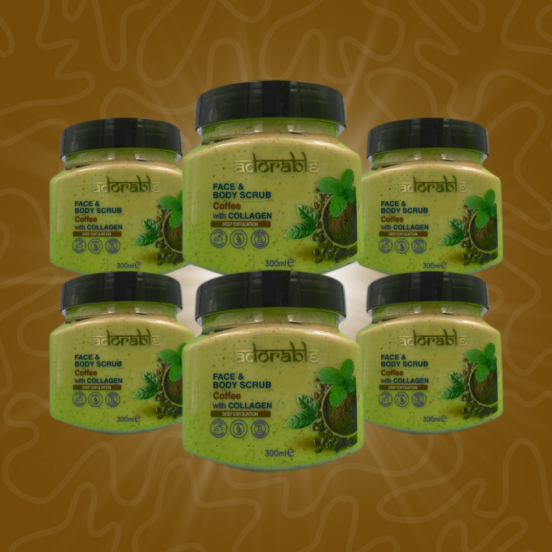 PACK ADORABLE 6 EXFOLIANTES EN COLOR CAFE & COLÁGENO 300 ML - 3