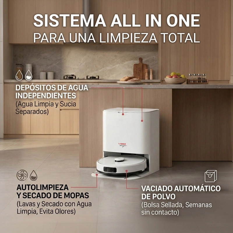 OSOJI D2000 PRO - ROBOT ASPIRADORA Y TRAPEADORA CON ESTACION DE AUTOLAVADO - 2