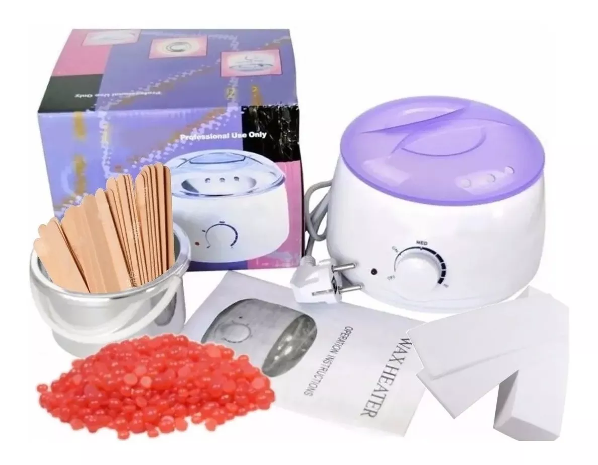 CALENTADOR CERA + 500G CERA ELÁSTICA + APLICADORES + BANDAS - 1