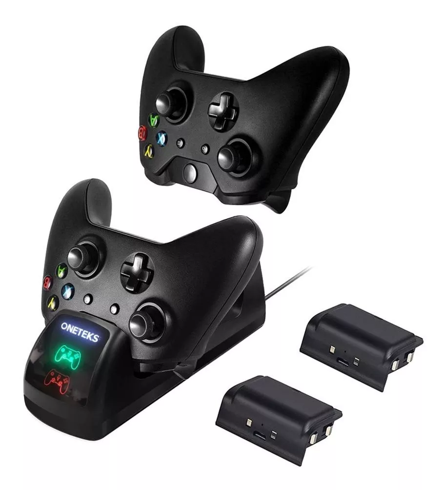 BASE CARGADOR MANDO XBOX ONE CONTROL JOYSTICK +2 BATERIAS - 1