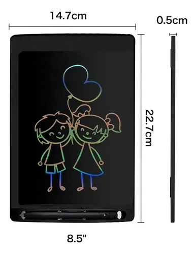 TABLET MAGIC WHITEBOARD PARA NIÑOS, SE APAGA DIGITALMENTE CON UN SOLO TOQUE, COLOR NEGRO - 3